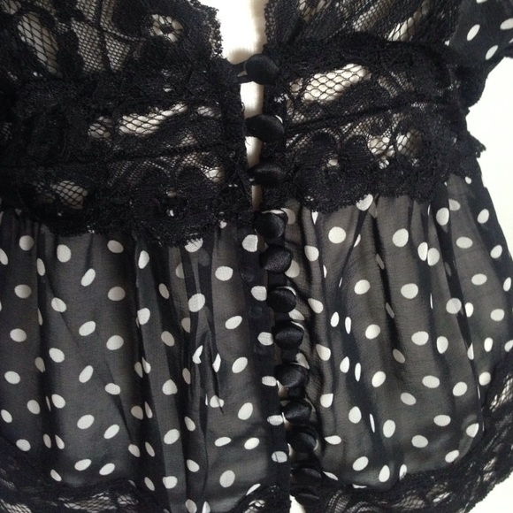 Forever 21 Tops - LACE POLKA DOT KIMONO TOP Blouse Black White S Forever 21 Tops - LACE POLKA DOT KIMONO TOP Blouse Black White S