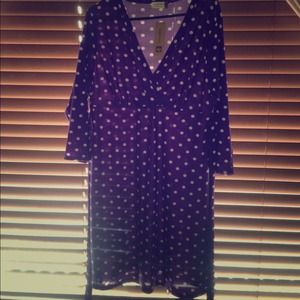 Beautiful purple dress with white polka dots!