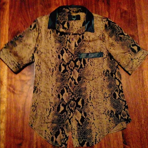 Dolce Vita snake print top with leather detail
