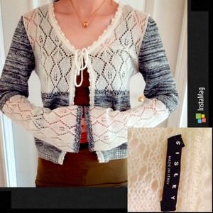 SISLEY White Wool Cardigan Sweater Made in ITALY S