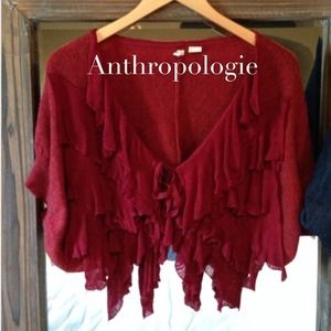 ♦️SOLD♦️Cranberry Red Wool Blended Shrug by Moth