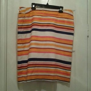 Orange/Blue Stripe Pencil Skirt