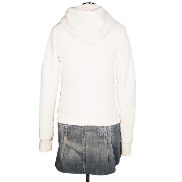 HOLLISTER Cream Soft Faux Fur Lined Graphic Full Zip Hoodie - Picture 4 of 5