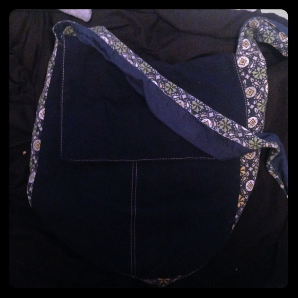 Blue Boho Bag with Floral Print