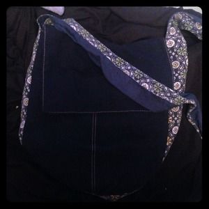 Blue Boho Bag with Floral Print