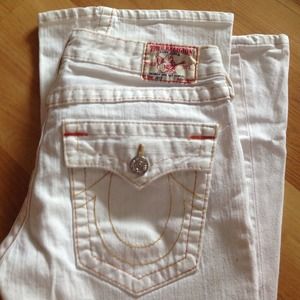 Barley worn white true religion jeans