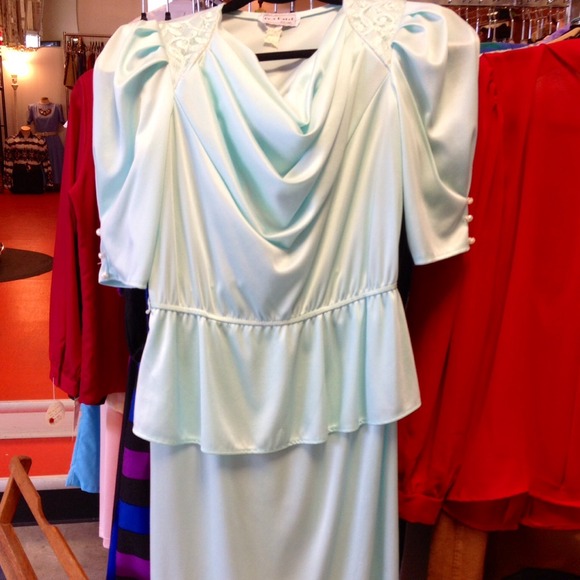Vintage peplum light blue dress