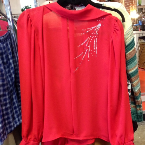 Classic vintage red blouse. Great for holidays.