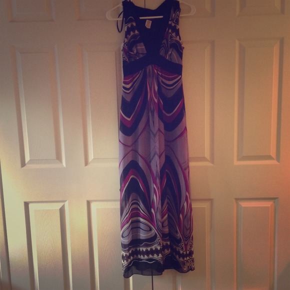 Purple print maxi dress