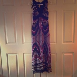 Purple print maxi dress