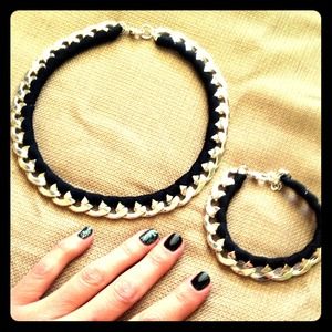 H&M silver chain necklace and bracelet set