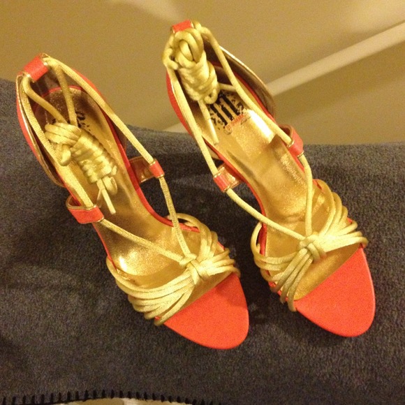 🔥HOT!!🔥 Coral and Gold strappy sandals!!