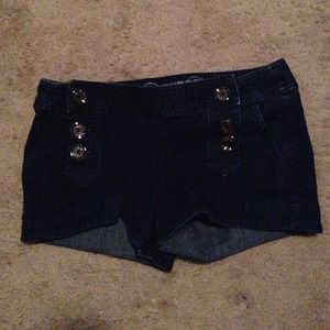 Express button denim shorts
