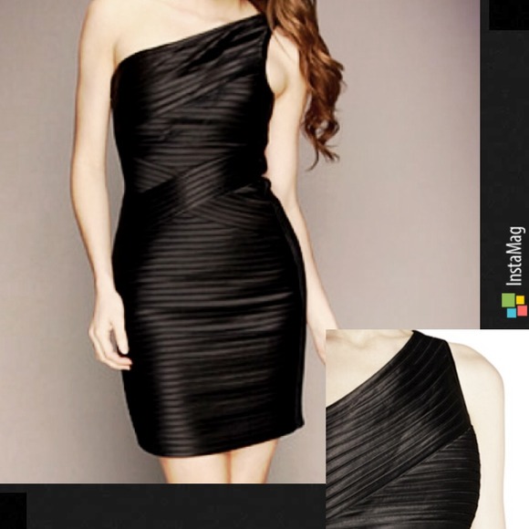 NEW BCBG "Mamie" Black Satin Bandage Dress 6 M