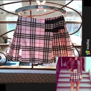 Burberry Blush Pink Nova Check Double Buckle Skirt