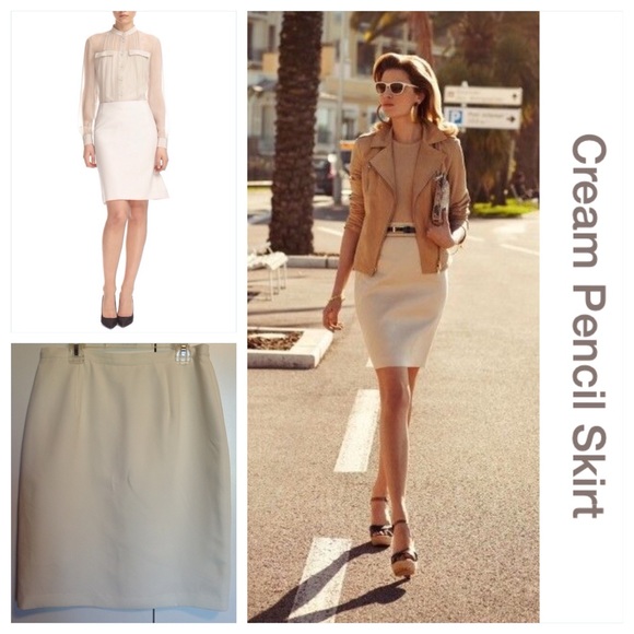 Liz Claiborne White Pencil Skirt With Back Split