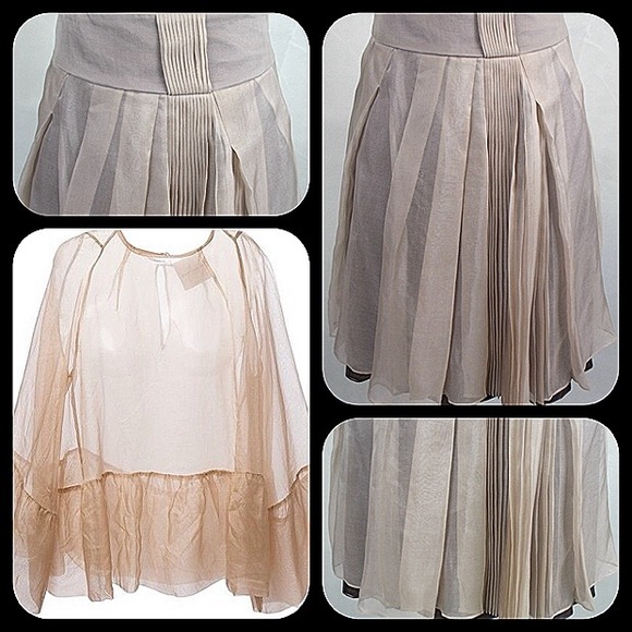 Karen Millen taupe and plum silk organza skirt - Picture 2 of 4