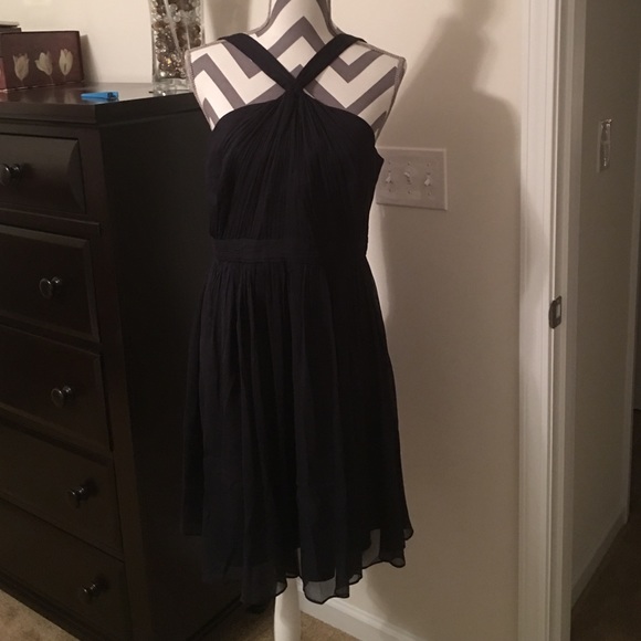 SOLD. J.Crew Navy taffeta summer cris-cross dress