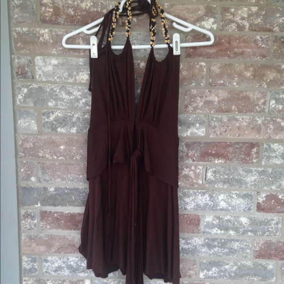 Robert Rodriguez brown and beaded top