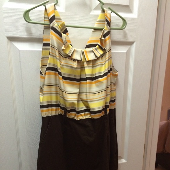 Multi colored yellow and brown dress.
