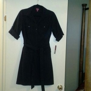 Blk Belted Shirtdress