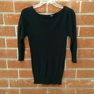 Black 3/4 sleeve sweater - Brass Plum