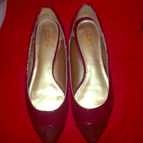 Burgundy and brown flats