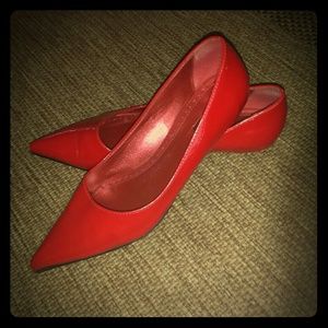 Red shiny flats