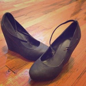 H&M dark blue wedges