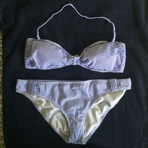 NWT J. Crew Seersucker Bandeau top & Bikini bottom