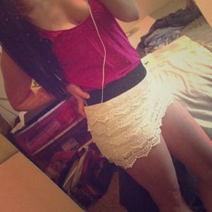 White lace shorts