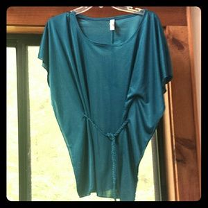 Teal blouse with braided belt