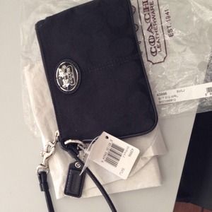 Black coach nylon wristlet