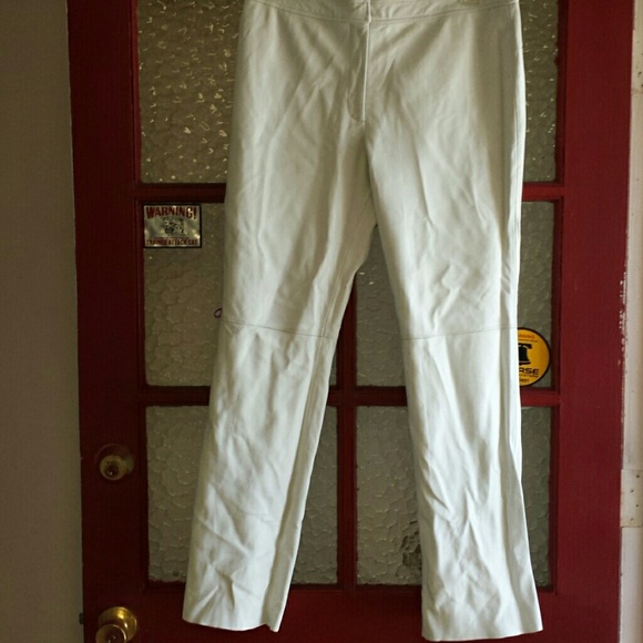 White lamb leather pants