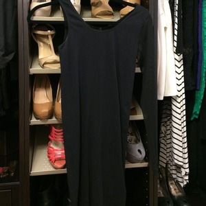 Black one sleeve bebe body-con dress