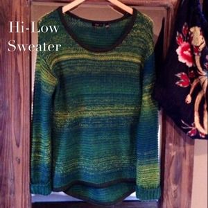 NWOT Soft Hi-Low Greens & Blues Sweater!