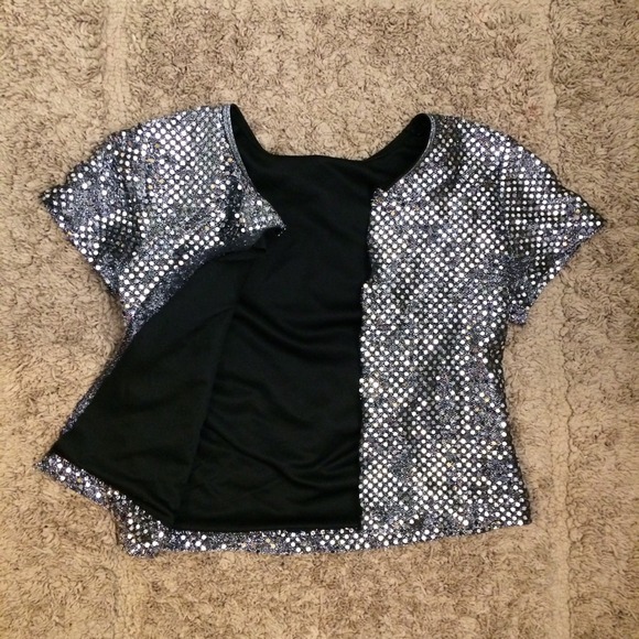 Silver Sequin Cropped Vest - Picture 2 of 4