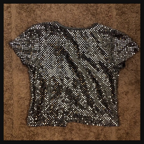 Silver Sequin Cropped Vest - Picture 3 of 4