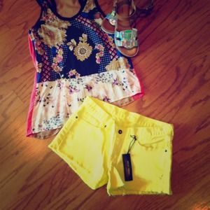 Bundle/lucky yellow shorts, top, white dress.