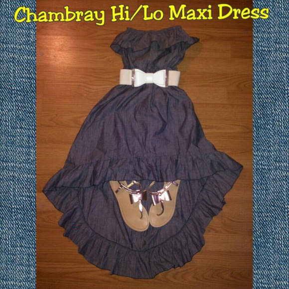 🌟traded🌟 Chambray Hi/Lo Maxi Dress