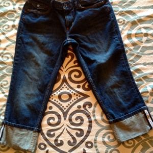 Banana Republic, cropped, cuffed jeans.  Size 8.