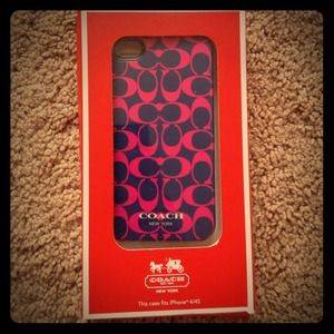 Navy and pink iPhone 4/4s coach case