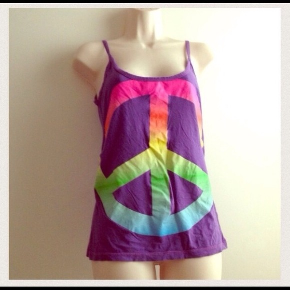 Purple peace sign tank