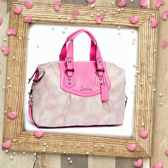 New! Coach Ashley Dotted Op Art Satchel Handbag