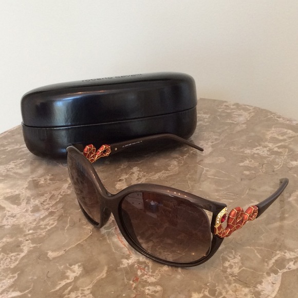Roberto cavalli snake brown sunglasses with case