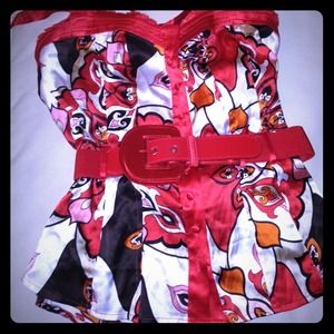 Bebe halter corset style shirt sz xs with belt