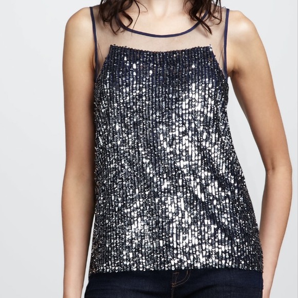 Renso & Kai mesh yoke sequin tank.    Retail $265 - Picture 1 of 1