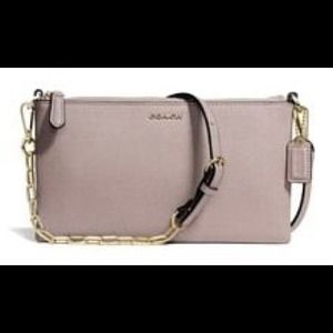 COACH saffiano leather Kylie clutch in gry/birch