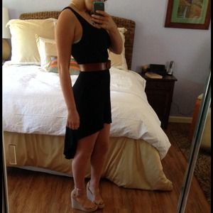 Black High Low Ribbed Dress