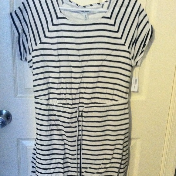 Black and white striped dress